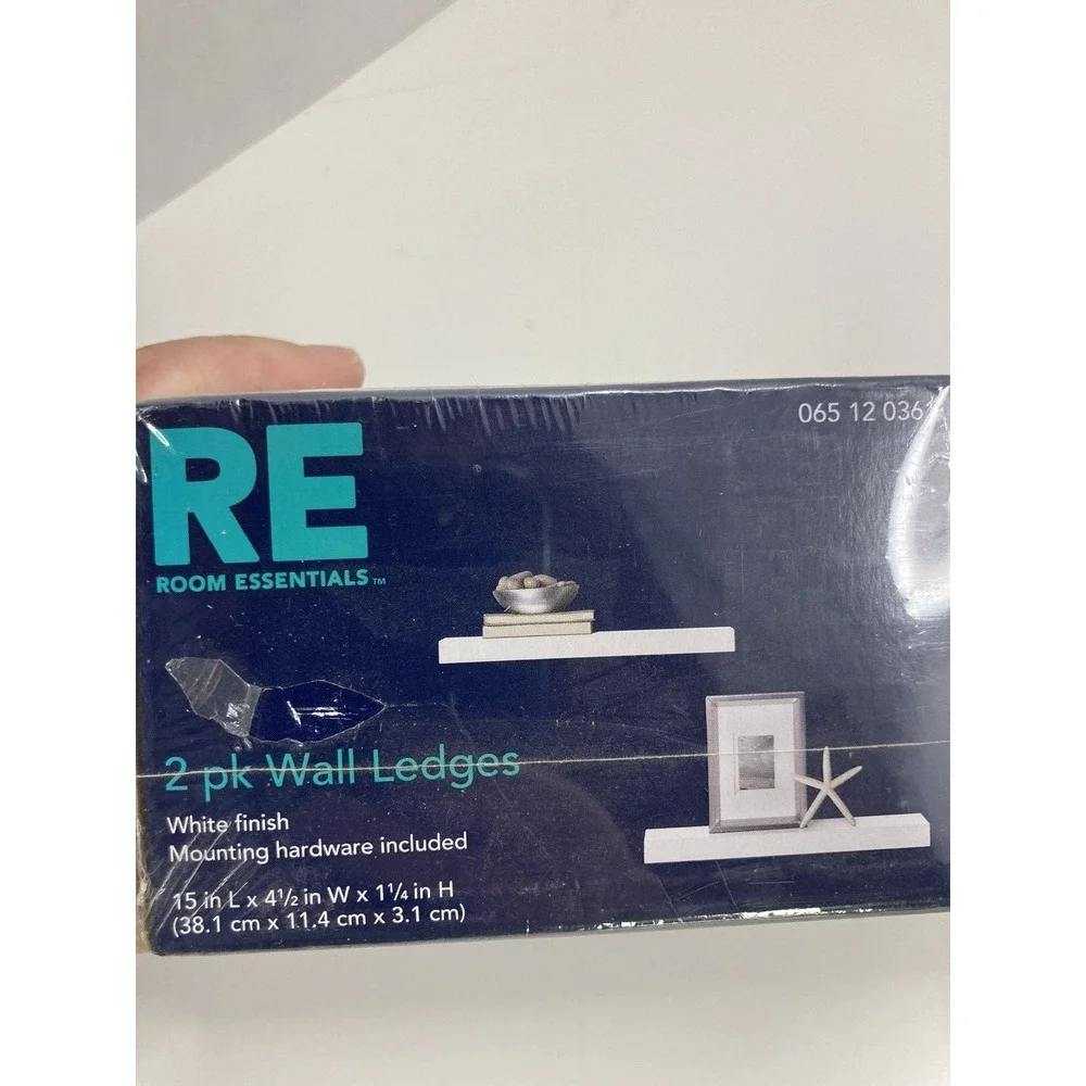Room Essentials 2 PK Wall Floating Ledges White Finish,‎ Wall Shelf NEW